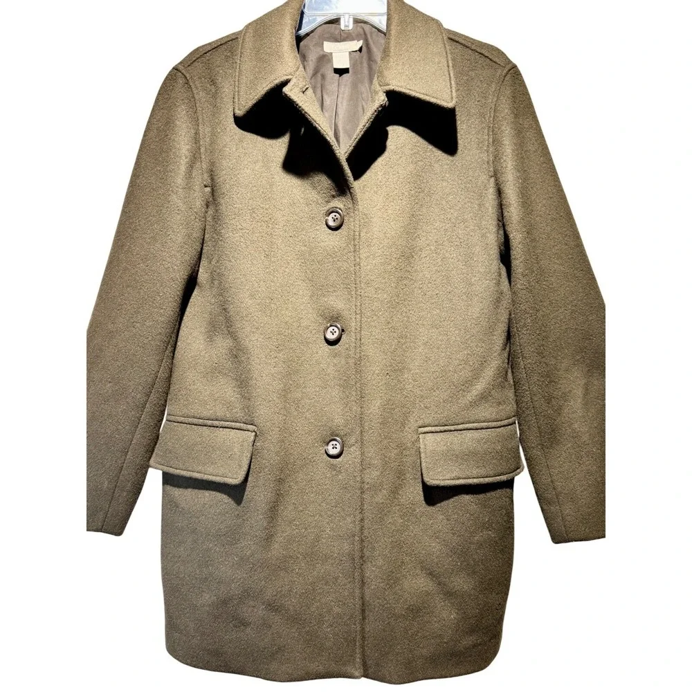 J.Crew Wool Blend Topcoat Pea Coat‎ Button Front Brown Men's Size M